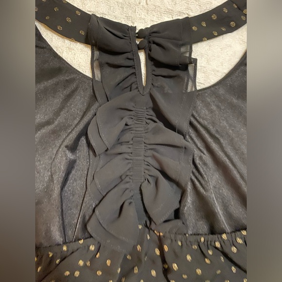 Bisou Bisou Gold Polka Dot Black Tank Top Size XL - Picture 3 of 4
